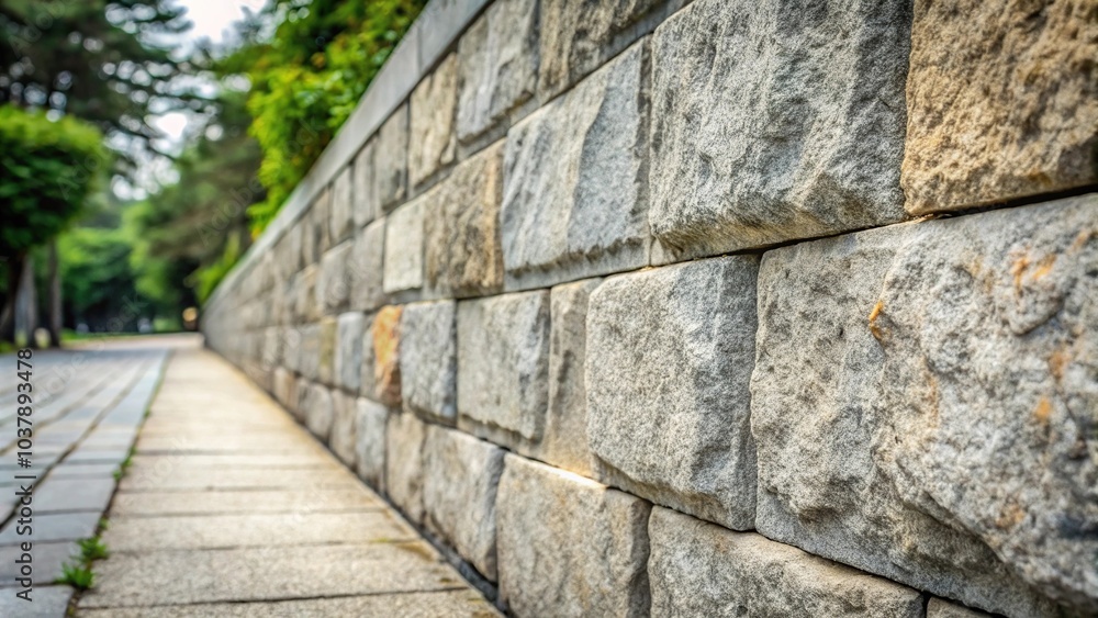 Closeup shot of a cement stone wall pavement reflected Closeup shot of a cement stone wall pavement reflected