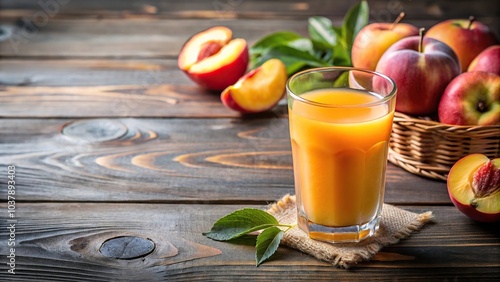 Fresh peach juice with delicious sweet and sour taste