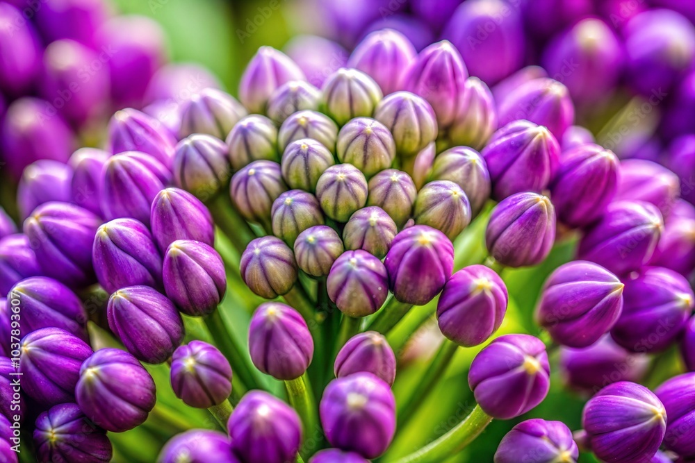 Intricate purple flower buds in full bloom close-up Intricate purple flower buds in full bloom close-up