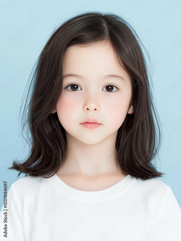 Portrait of a Cute Little Girl in a Simple Sweatshirt