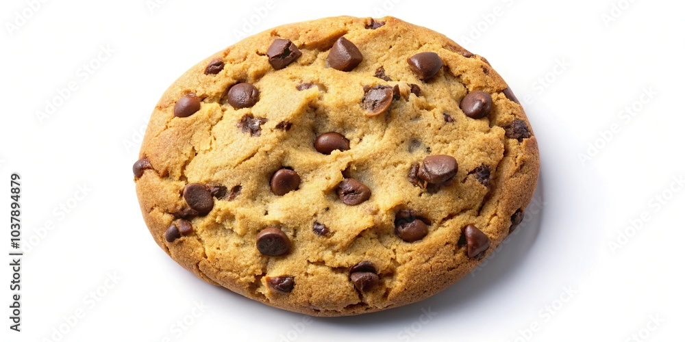 close-up shot of chocolate chip cookie on white background close-up shot of chocolate chip cookie on white background
