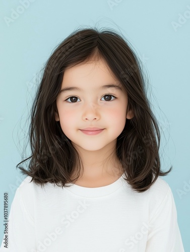 Portrait of a Cute Little Girl in a Simple Sweatshirt