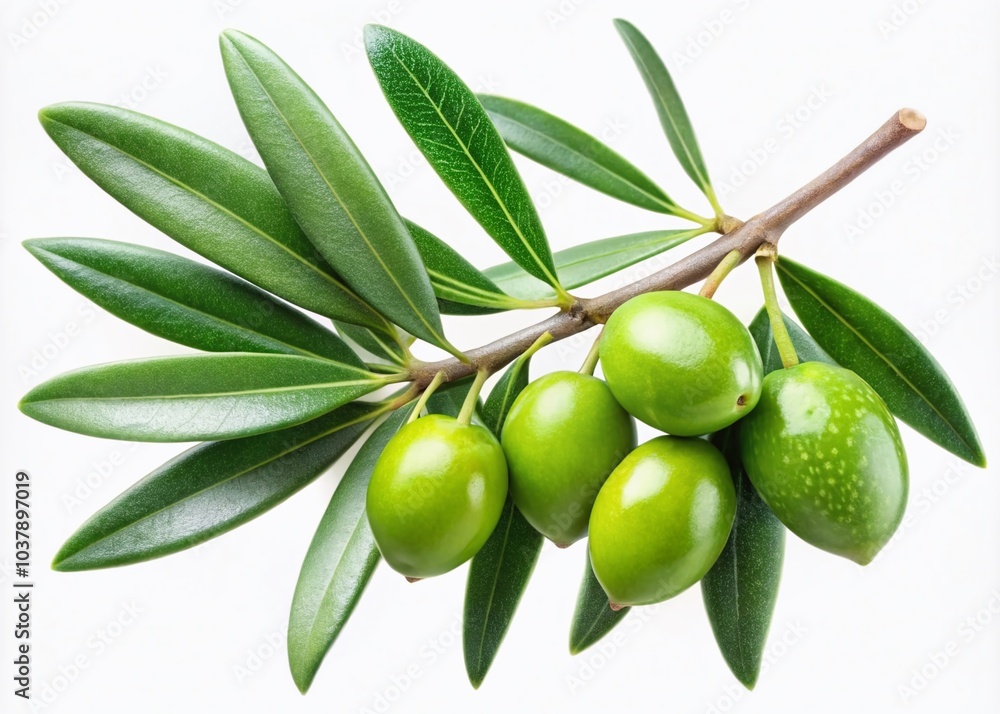 Elegant olive branch with lush green olives, set against a transparent background, ideal for enhancing culinary and Elegant olive branch with lush green olives, set against a transparent background, ideal for enhancing culinary and