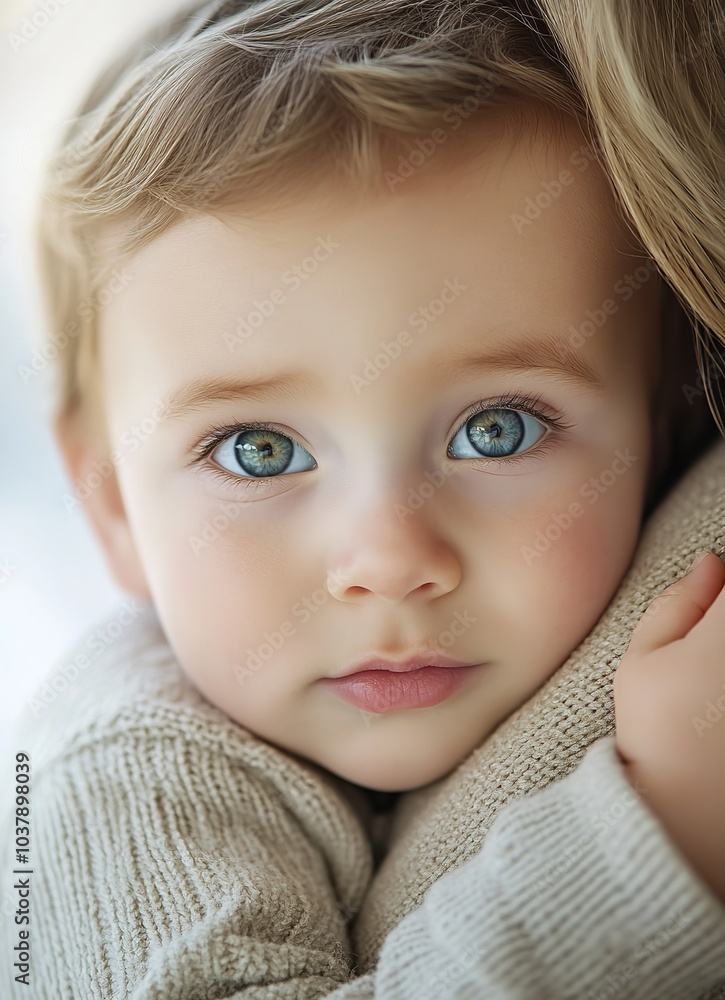 Close-Up of a Baby's Eyes - Mother Holding the Child Close-Up of a Baby's Eyes - Mother Holding the Child