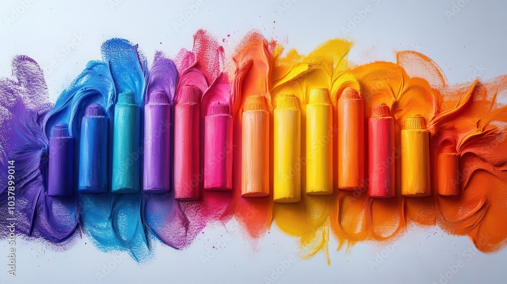 Fototapeta premium vibrant chalk sketches in a chaotic scribble style bursting with color against a blank white canvas embodying creativity and imagination in a playful manner