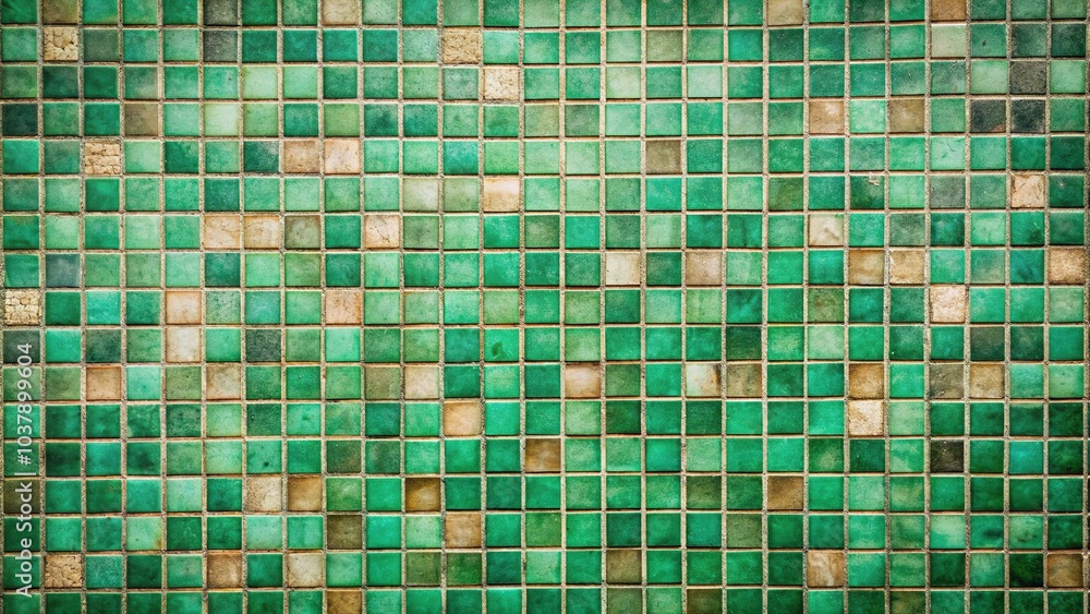 Fototapeta premium green and teal vintage tiles background with low angle view