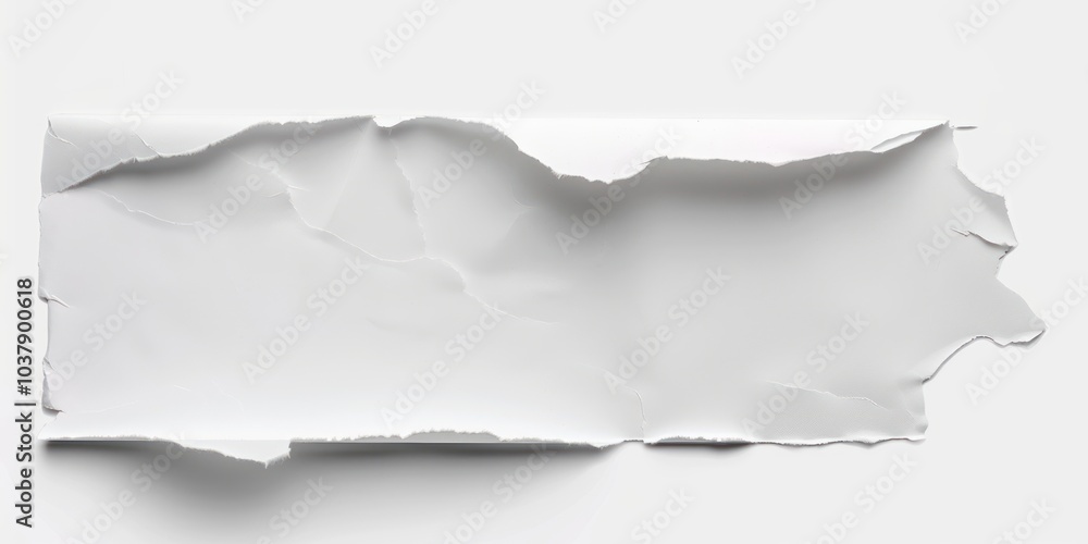 Torn white paper isolated on white background. Mockup for banner or poster design with copy space. Torn white paper isolated on white background. Mockup for banner or poster design with copy space.