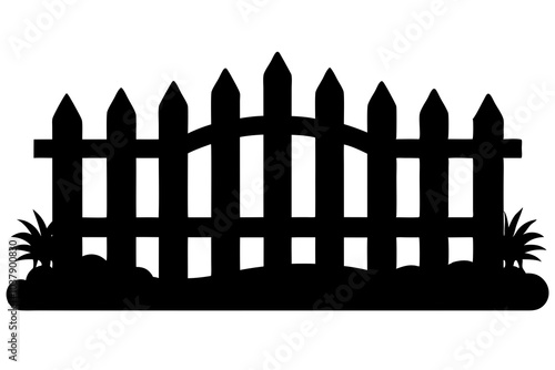 Fence Silhouette | isolated vector silhouette illustration on white background