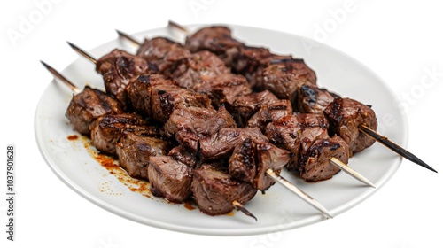 Churrasco on plate isolated on white background