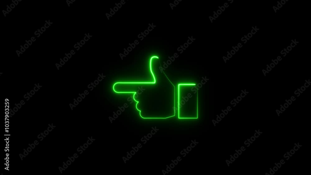 Glowing neon line hand icon animation. Glowing neon line hand icon animation.