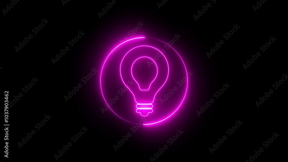 A glowing light bulb Glowing neon Electricity icon animation. A glowing light bulb Glowing neon Electricity icon animation.