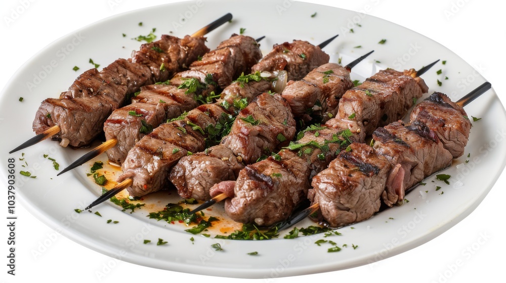 Churrasco on plate isolated on white background Churrasco on plate isolated on white background