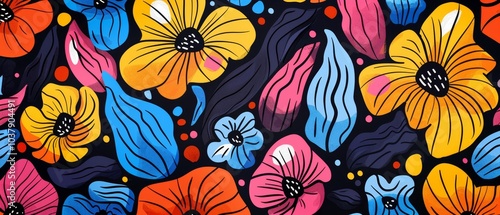 Vibrant Floral Pattern with Bold Colors