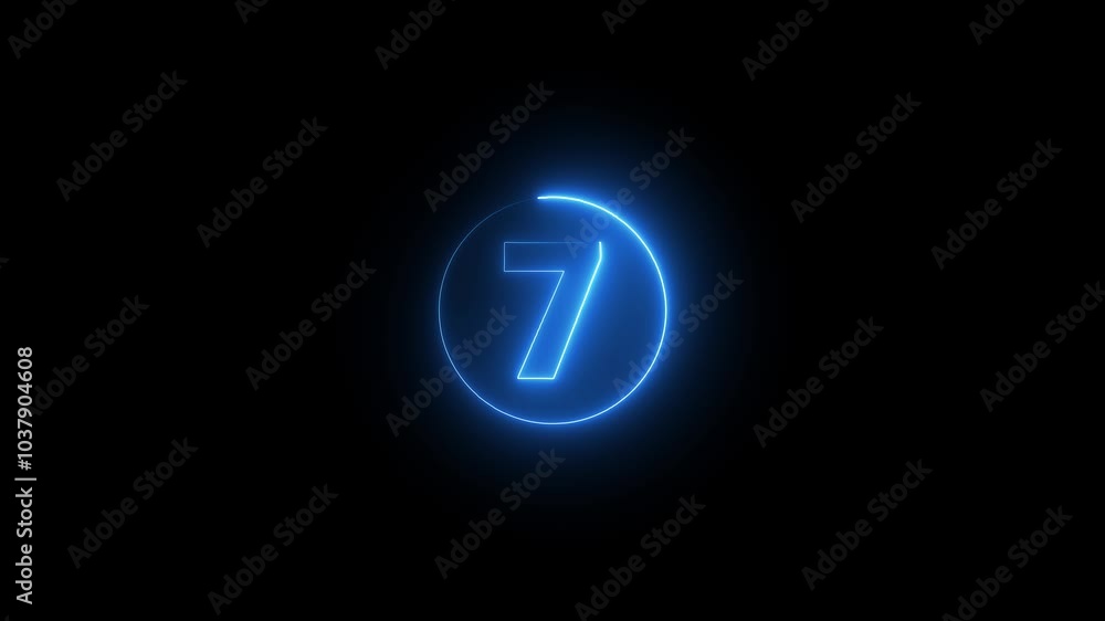 neon text 7 number countdown icon background 4k animation. neon text 7 number countdown icon background 4k animation.