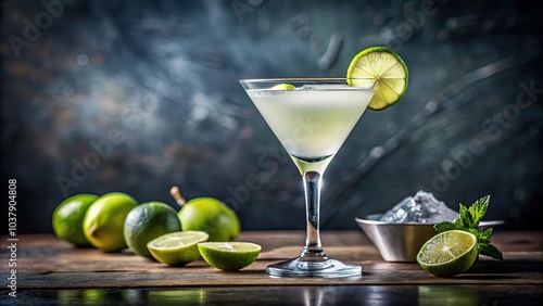 Low angle view of kamikaze cocktail with vodka and lime juice