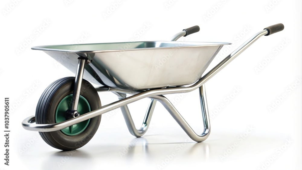 Macro wheelbarrow isolated on white background Macro wheelbarrow isolated on white background