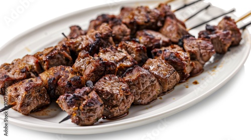 Churrasco on plate isolated on white background