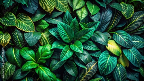 Wallpaper Mural Explore this free high-resolution texture featuring vibrant green leaves and foliage set against a dark black Torontodigital.ca