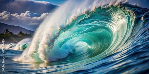 massive foamy wave breaking at pipeline on the north shore of oahu in hawaii Extreme Close-Up photo