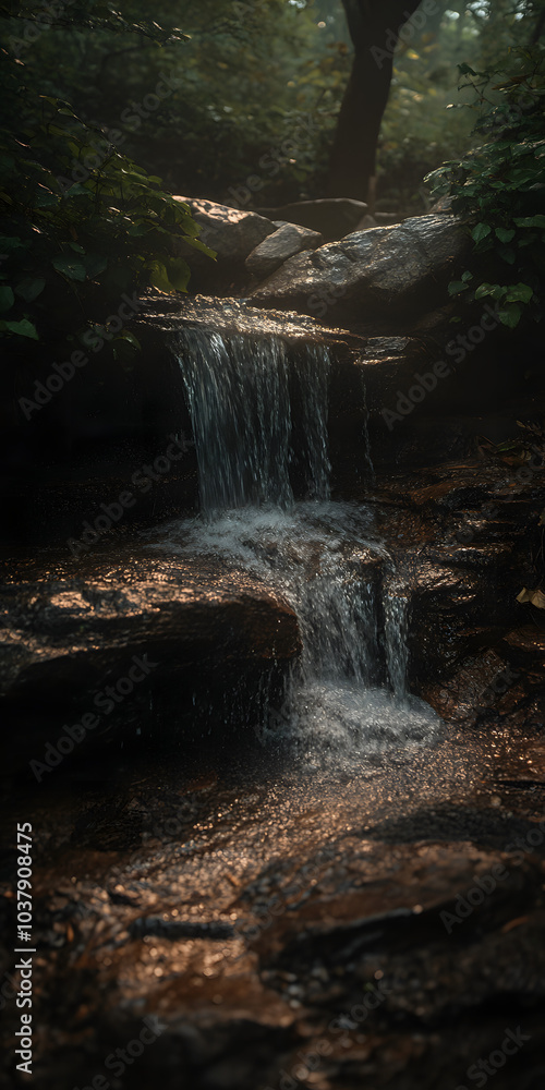 Obraz premium Cascata cristalina em um cenário exuberante de selva