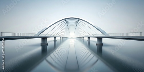 Minimalist futuristic bridge in negative space