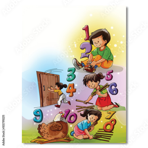 Behang Counting Nursery Rhymes, KG and school rhymes