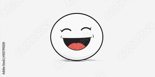 laughing emoji. A simple cartoon emoji with a big smile and closed eyes, expressing joy and happiness.