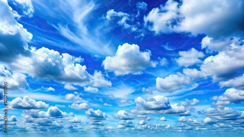 Panoramic blue cloudy sky background