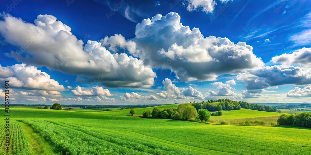 picturesque countryside landscape with green field and clear blue sky picturesque countryside landscape with green field and clear blue sky