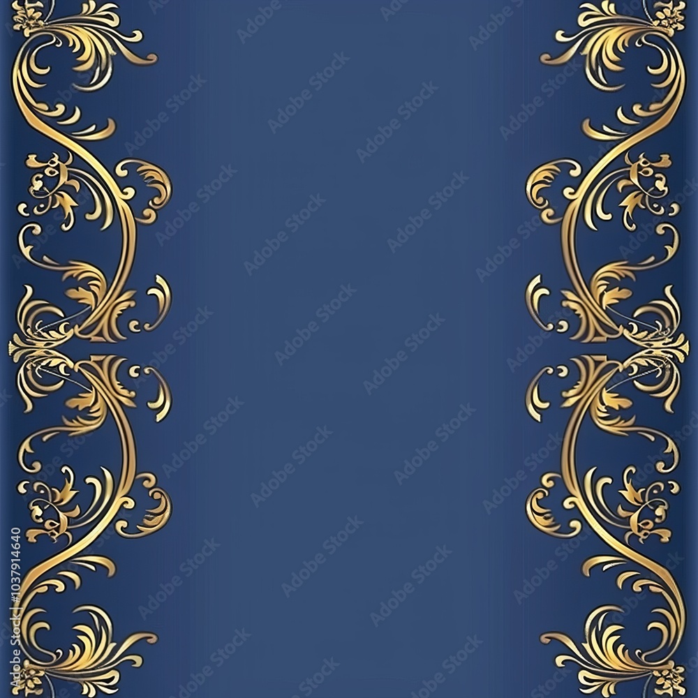 Blue background with golden decoration Blue background with golden decoration