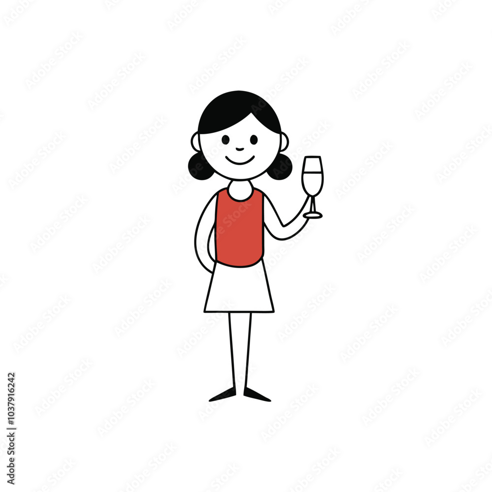 A Girl Holding a Champagne Glass on White Background | New Year Concept Vector Illustration A Girl Holding a Champagne Glass on White Background | New Year Concept Vector Illustration