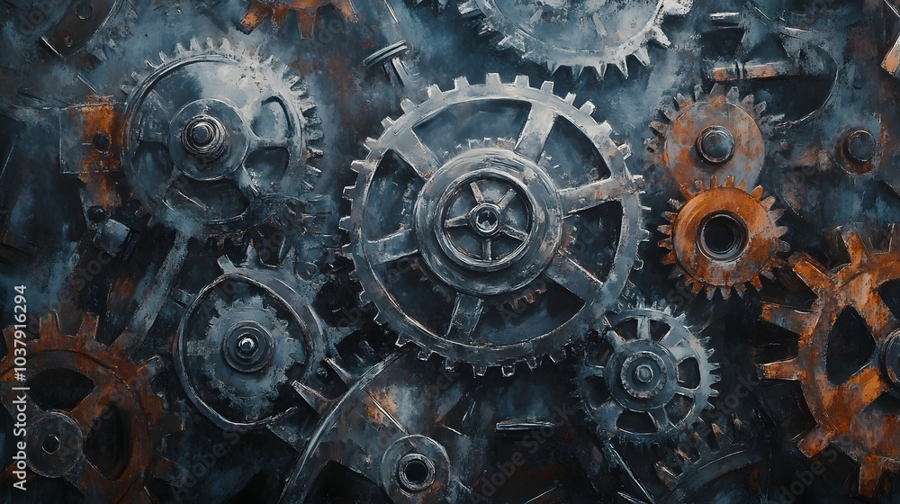 A lot of metal gears factory industry abstract. A lot of metal gears factory industry abstract.