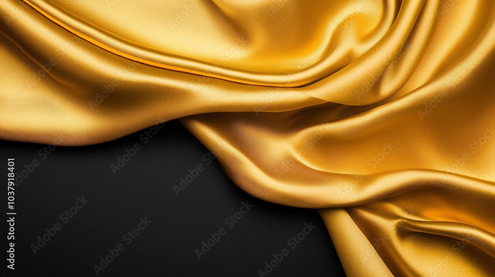 A luxurious golden fabric draped across a dark background, golden silk, luxurious textiles A luxurious golden fabric draped across a dark background, golden silk, luxurious textiles
