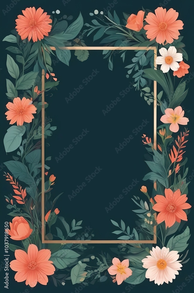 Obraz premium floral frame border
