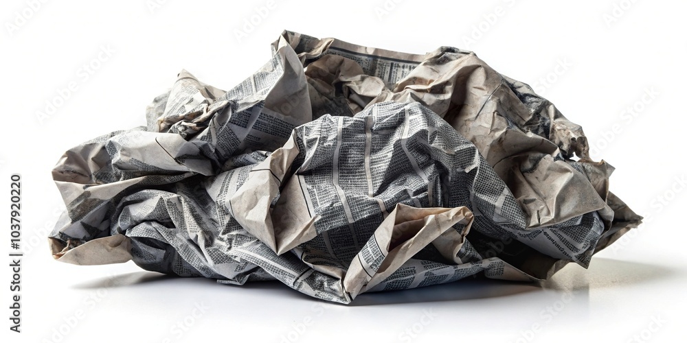 Silhouette of crumpled newspaper pack on white background Silhouette of crumpled newspaper pack on white background