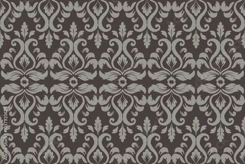 Ikat paisley embroidery on the fabric in Indonesia,India and asian countries, background, curtain, carpet, wallpaper, clothing, wrapping, Batik, vector illustration.