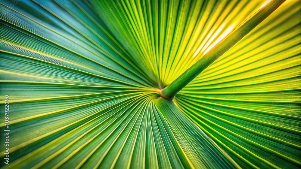 Obraz premium Soft pastel palm leaf in vivid contrast on light surface morning ambiance