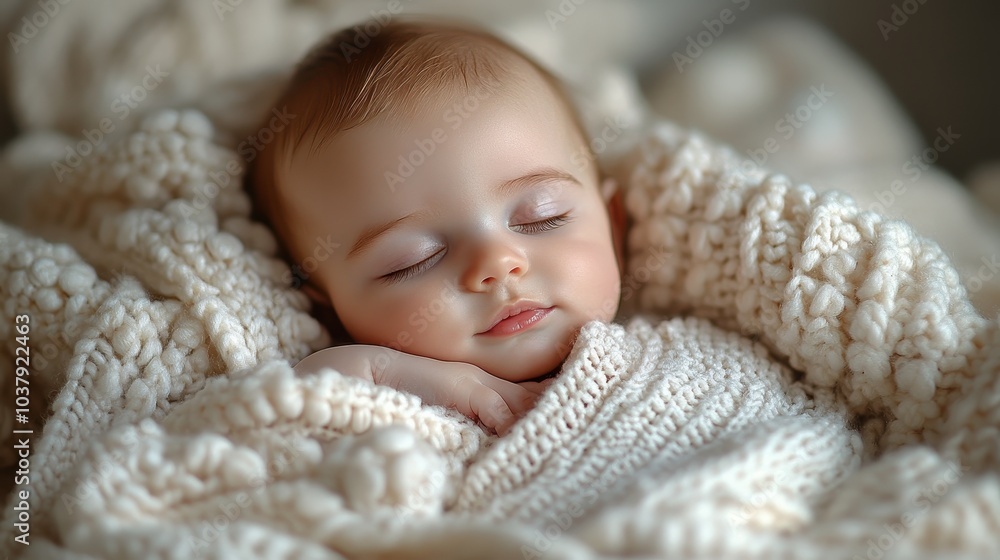 Adorable Baby Girl Wrapped in Soft Blanket Adorable Baby Girl Wrapped in Soft Blanket