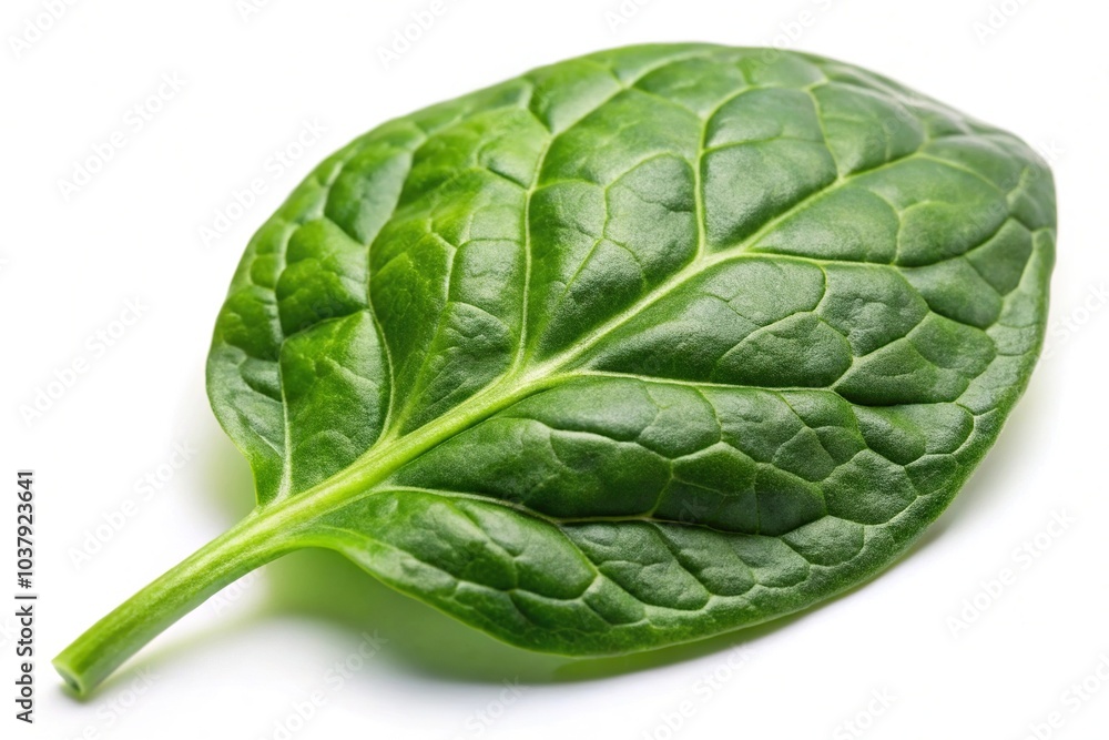 Spinach leaf isolated on white background with shallow depth of field Spinach leaf isolated on white background with shallow depth of field