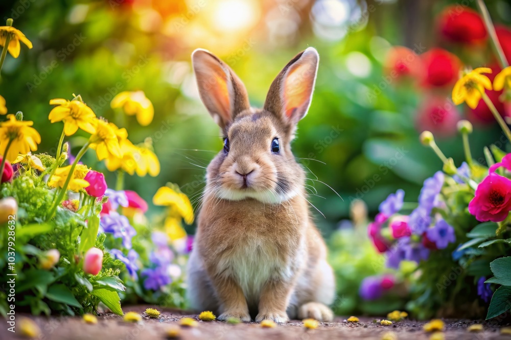 Playful bunny rabbit frolics in a colorful garden, embodying whimsy and charm. A delightful addition to any whimsical Playful bunny rabbit frolics in a colorful garden, embodying whimsy and charm. A delightful addition to any whimsical