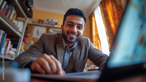 Happy Indian Professional and Student Working on Laptops Outdoors. Remote Learning, Virtual Training, Online Education, Distant Teaching, Multitasking, Work from Home, E-Learning, Technology, Digital