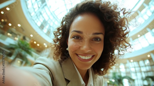 Fototapeta Naklejka Na Ścianę i Meble -  Successful Businesswoman Sealing Deals - Handshaking, Hiring, and Contract Signing in Office Environment