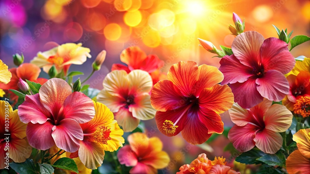Fototapeta premium A symphony of vibrant hues, delicate petals unfurl, capturing the essence of summer's warmth and captivating beauty.