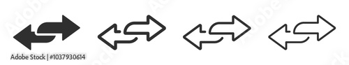 Double arrow icons in set.  Double arrow in different directions vector signs. Double arrow icon. Exchange arrow icons