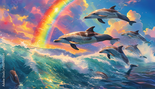 sunset over the sea
dolphins in the ocean
Auspicious picture
freedom of life photo