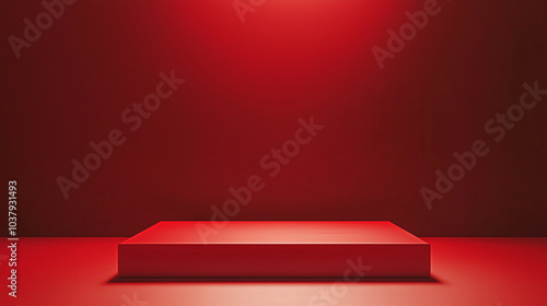 Minimalistic Red Platform for Christmas and Valentine’s Day Product Display