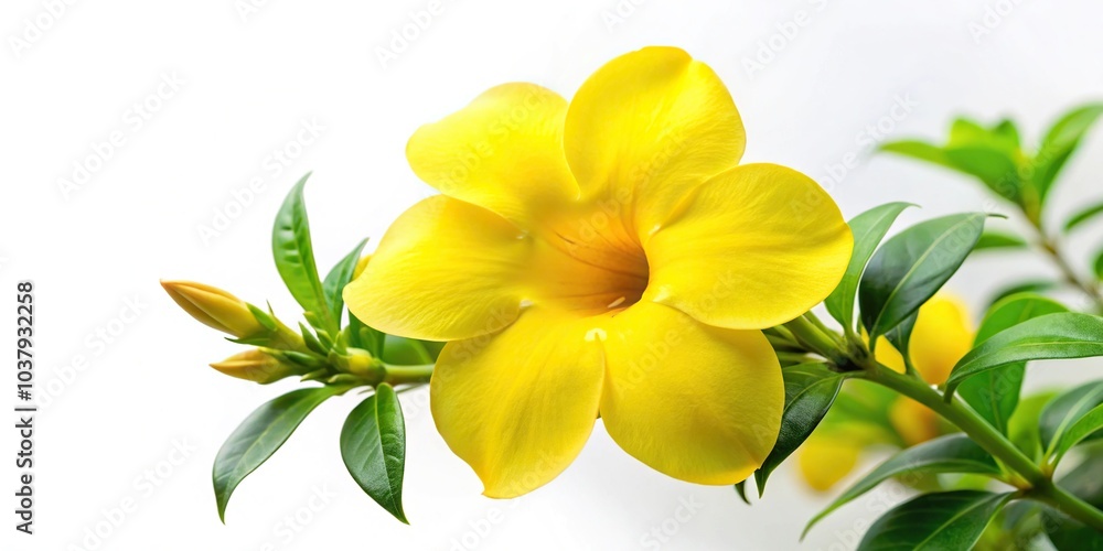 Yellow flowering plant isolated on white background Yellow flowering plant isolated on white background