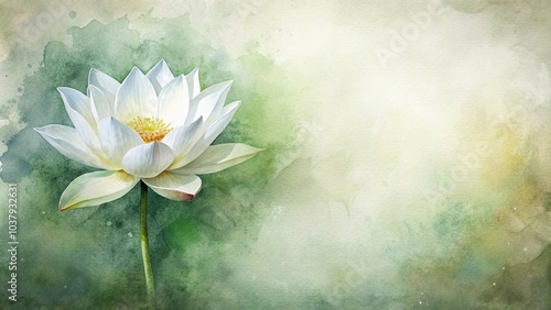 Fototapeta Naklejka Na Ścianę i Meble -  White lotus flower with textured background resembling watercolor painting