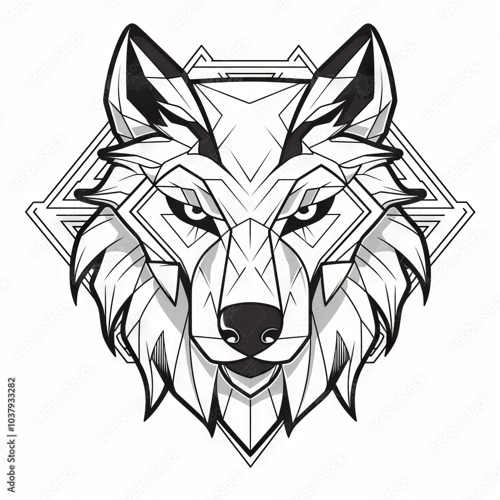 Obraz premium Wolf head geometric tattoo design