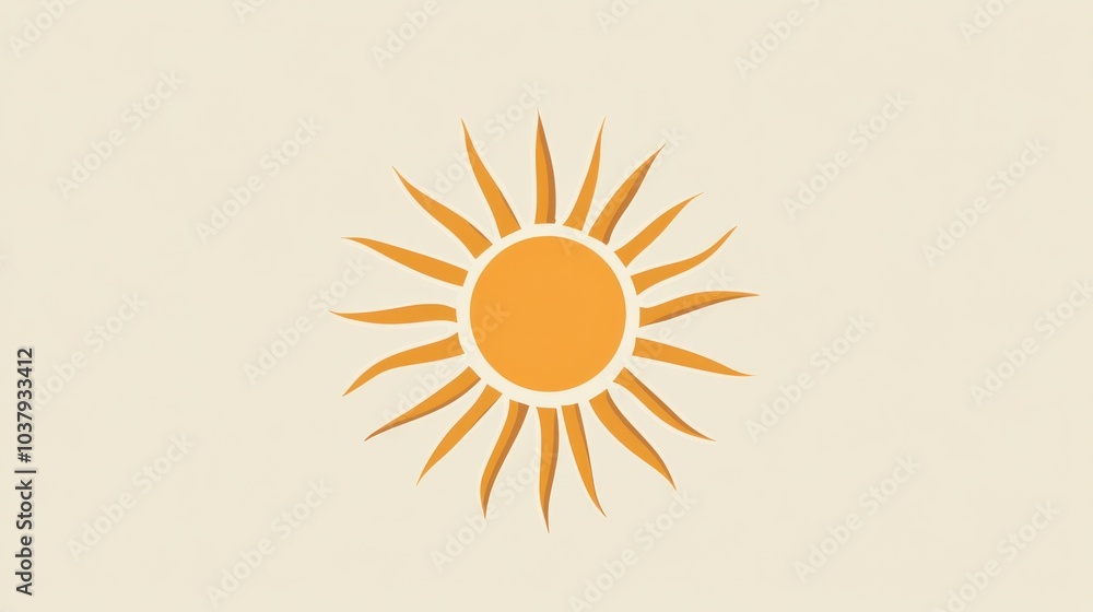 A sun is drawn in the center of a white background A sun is drawn in the center of a white background
